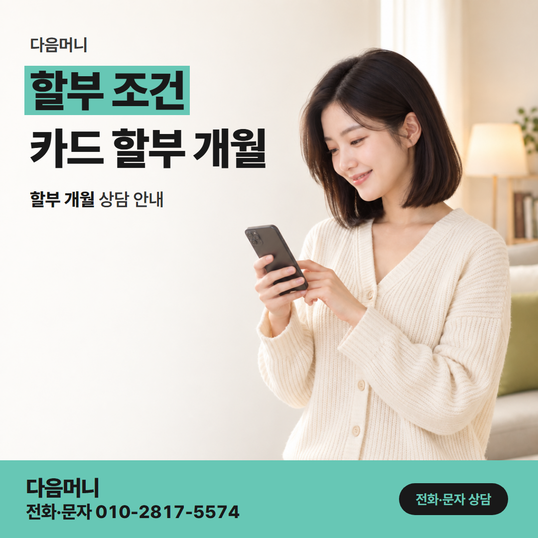 다음머니 카드현금화 필요한 금액을 나눠 내는 할부 개월